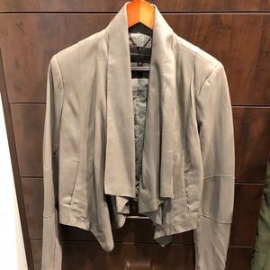 Leather and suede LOLA blazer, gray